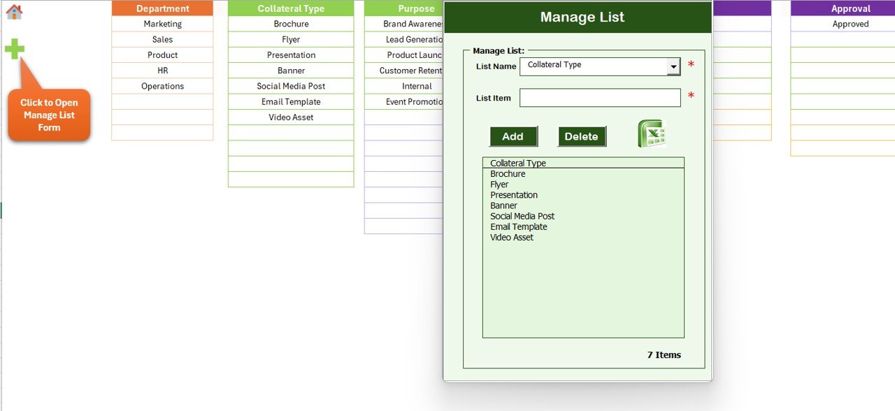 Manage List Sheet