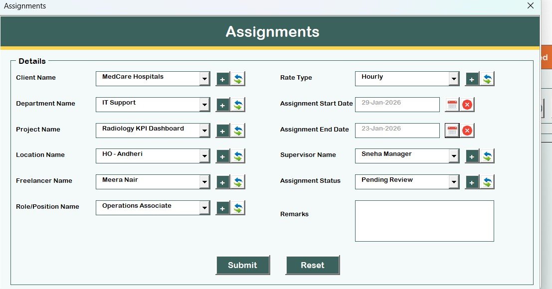 Assignments Form