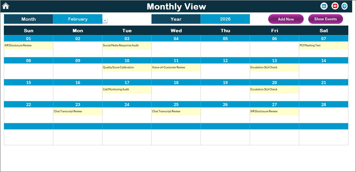 Monthly View Sheet