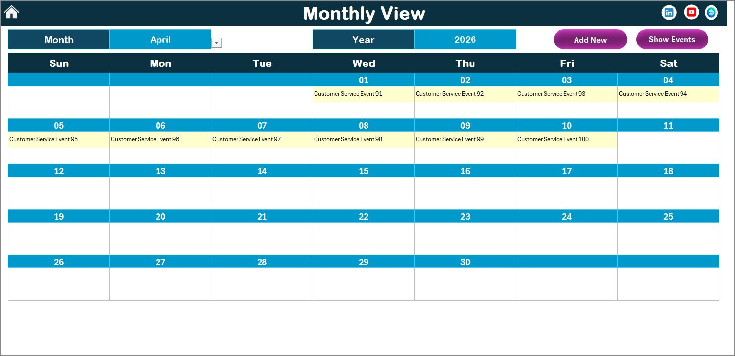 Monthly View Sheet