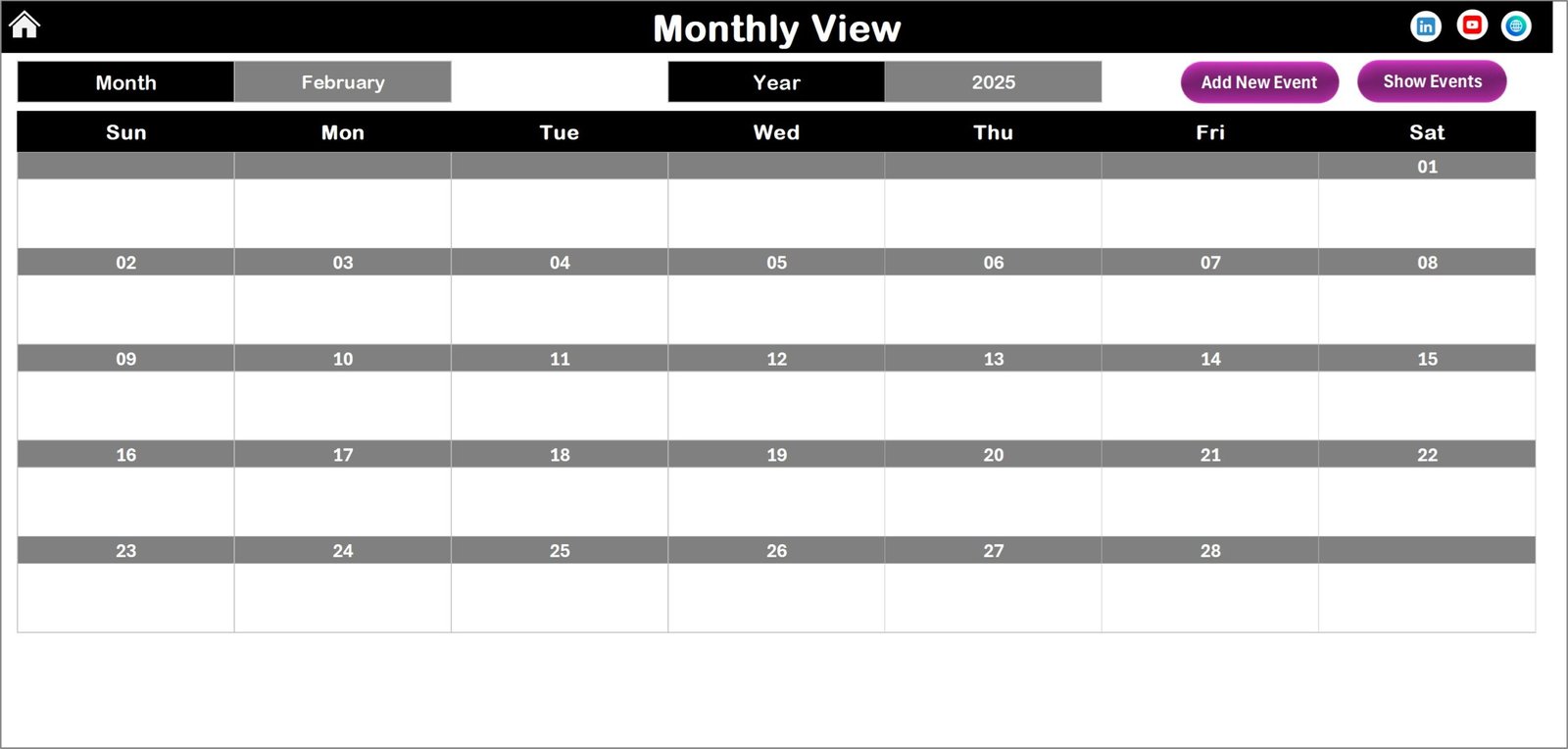 Monthly View Sheet