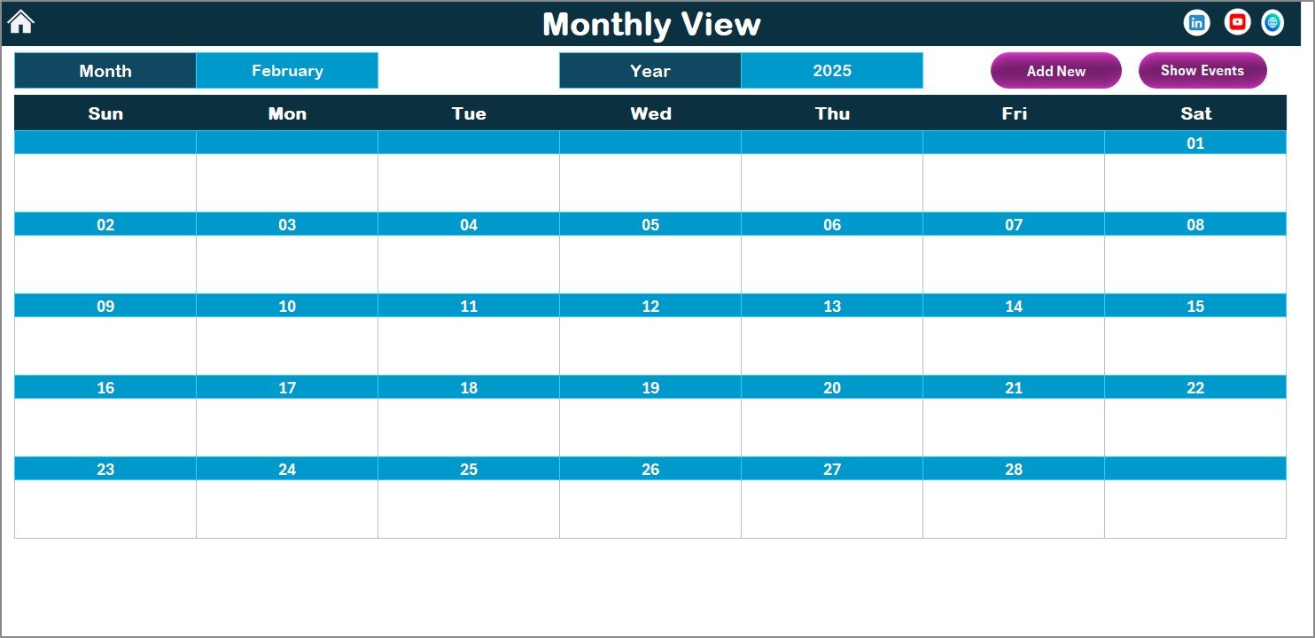 Monthly View Sheet