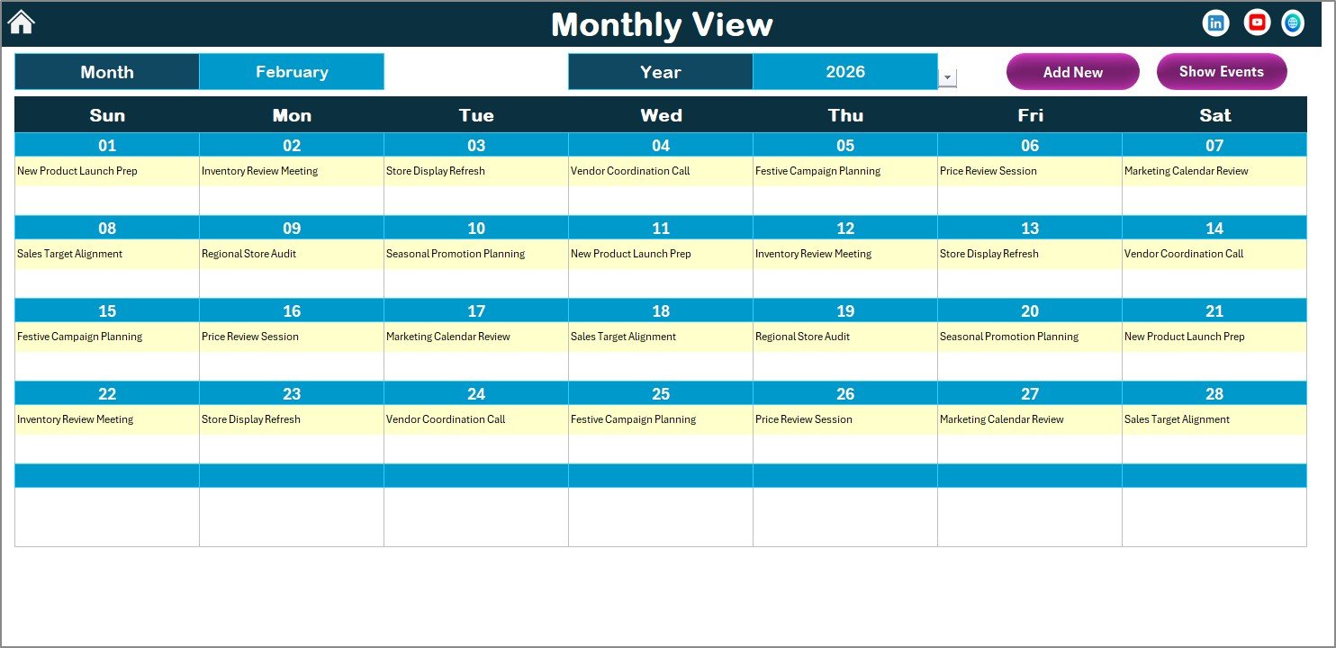 Monthly View Sheet