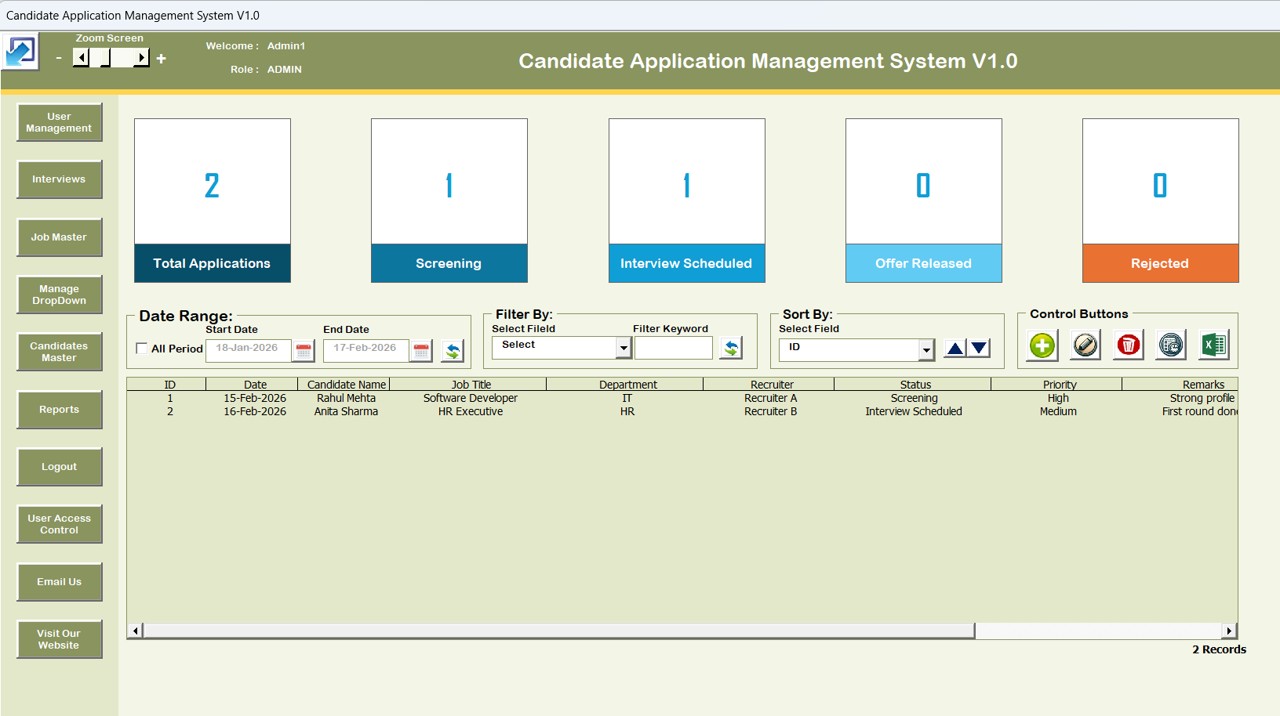Candidate Application Management System V1.0 - PK: An Excel Expert