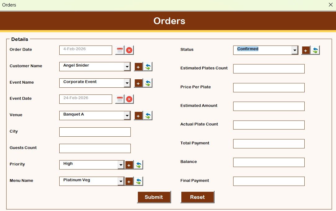 Orders Form