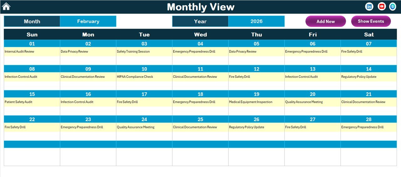 Monthly View Sheet