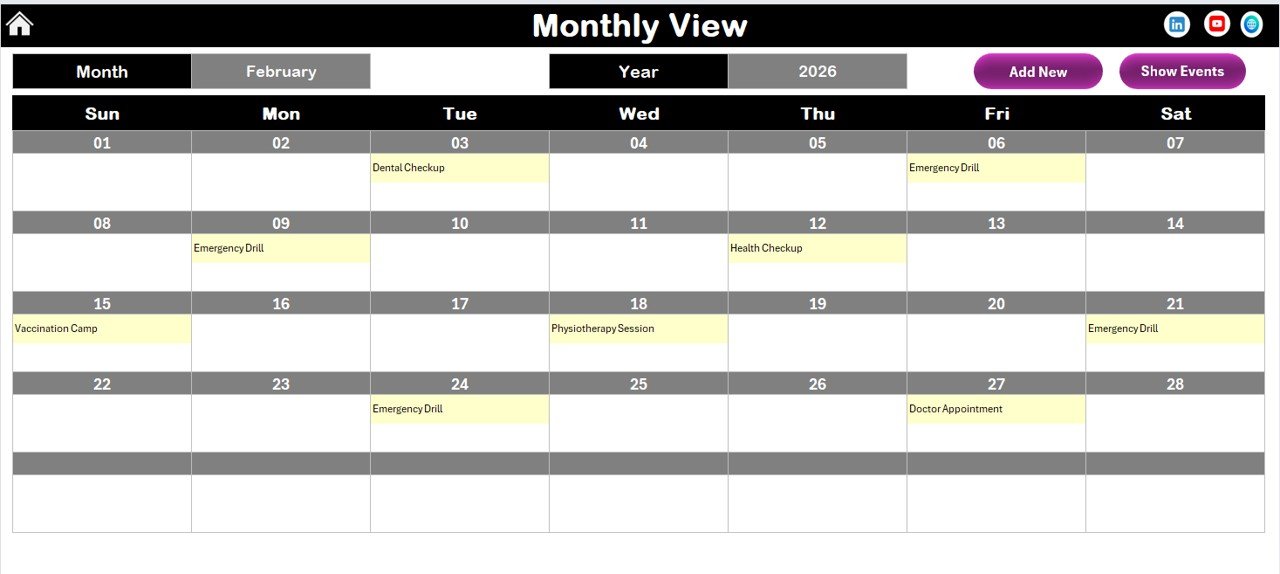 Monthly View Sheet