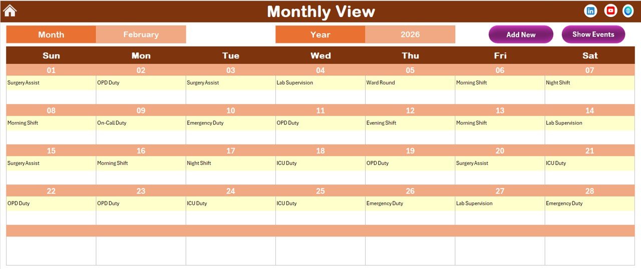 Monthly View Sheet