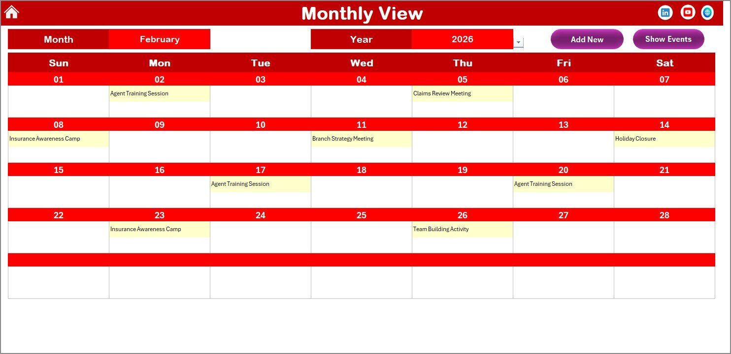 Monthly View Sheet