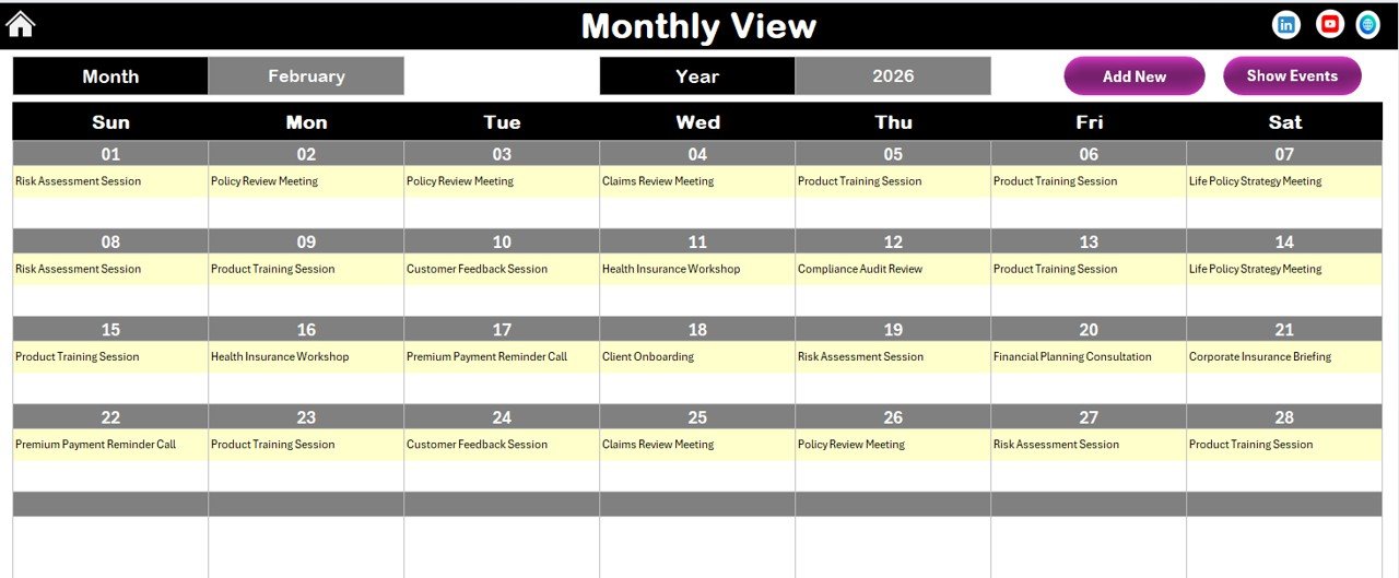 Monthly View Sheet