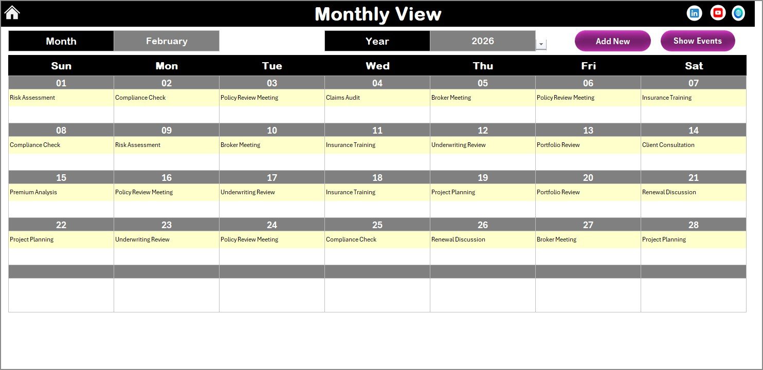 Monthly View Sheet