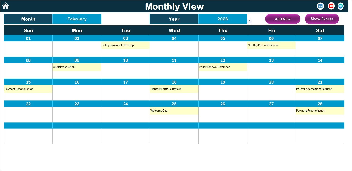 Monthly View Sheet Tab