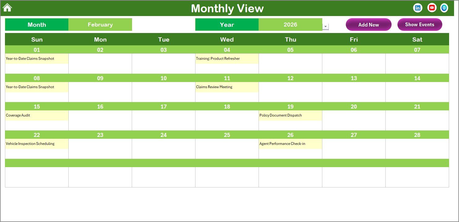 Monthly View Sheet
