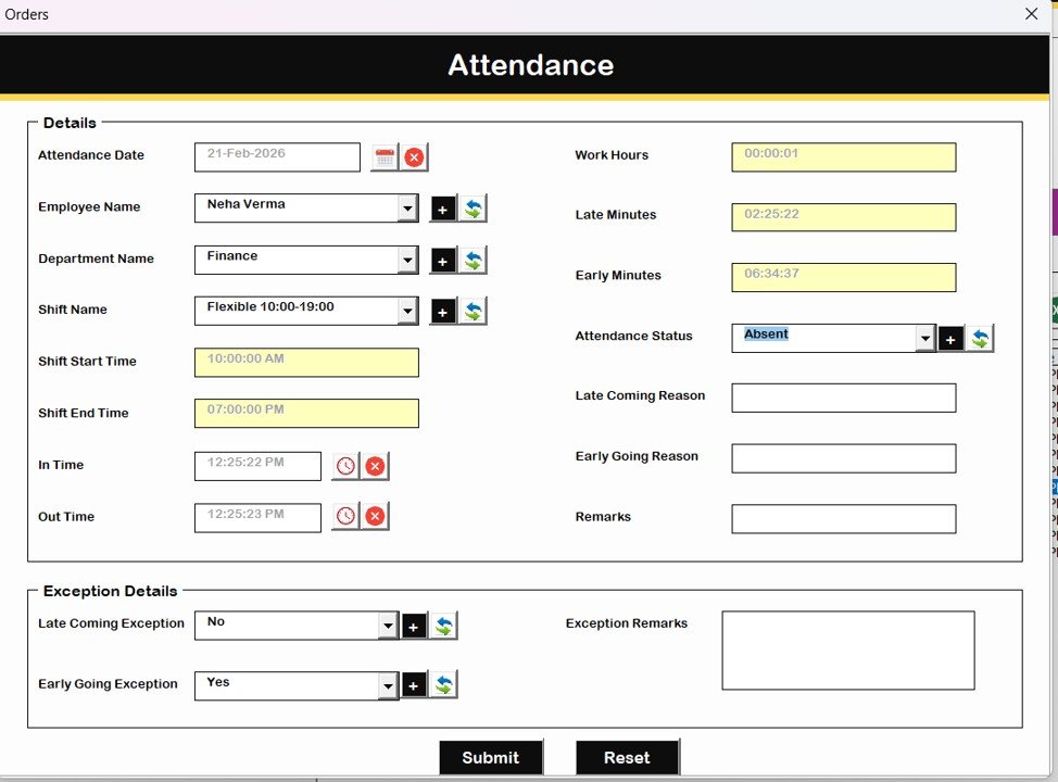  Attendance Form