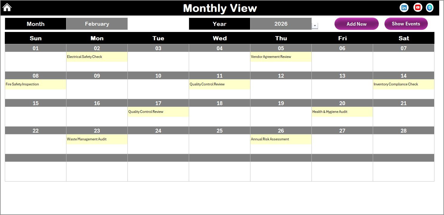 Monthly View Sheet