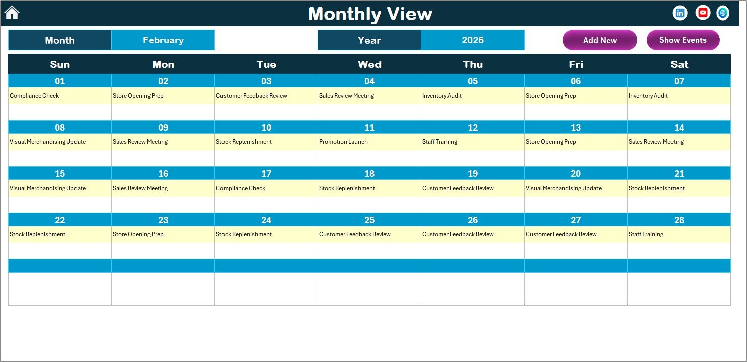 Monthly View Sheet