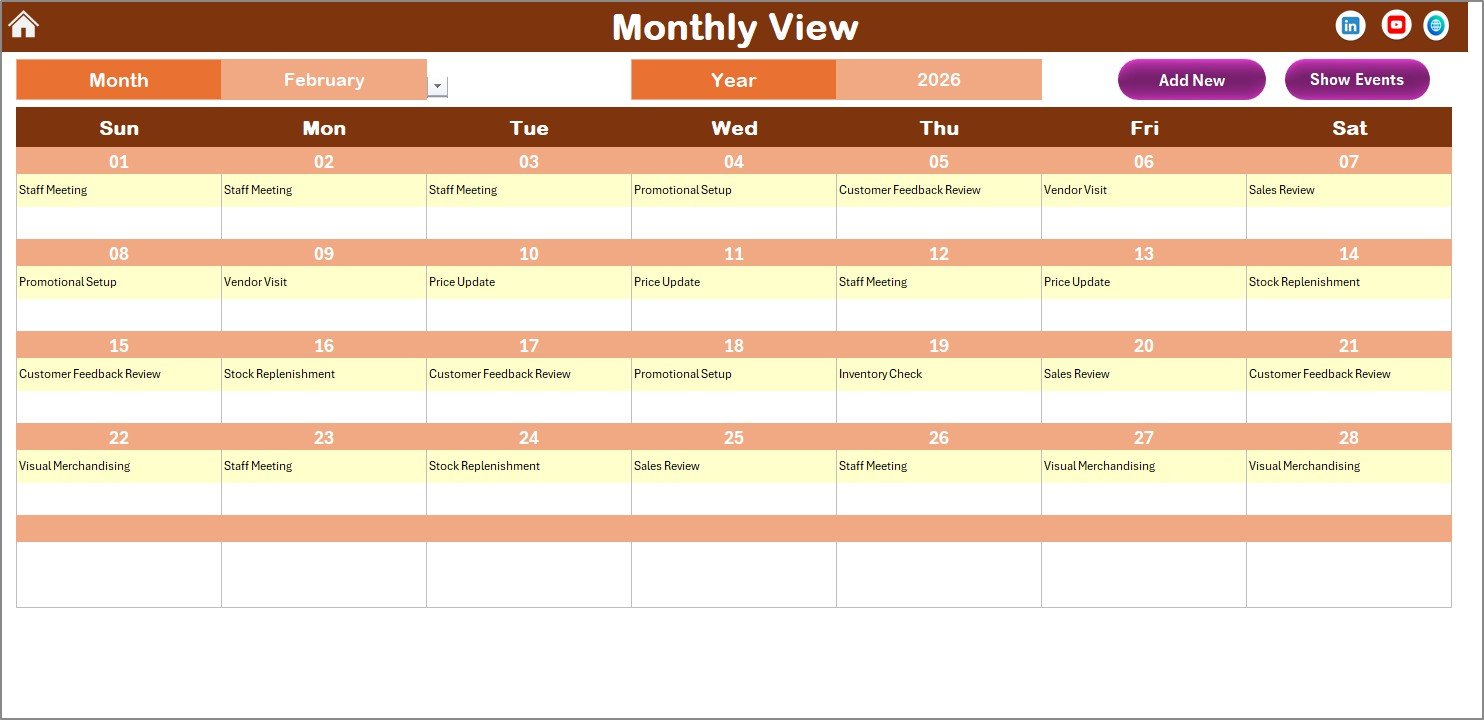 Monthly View Sheet