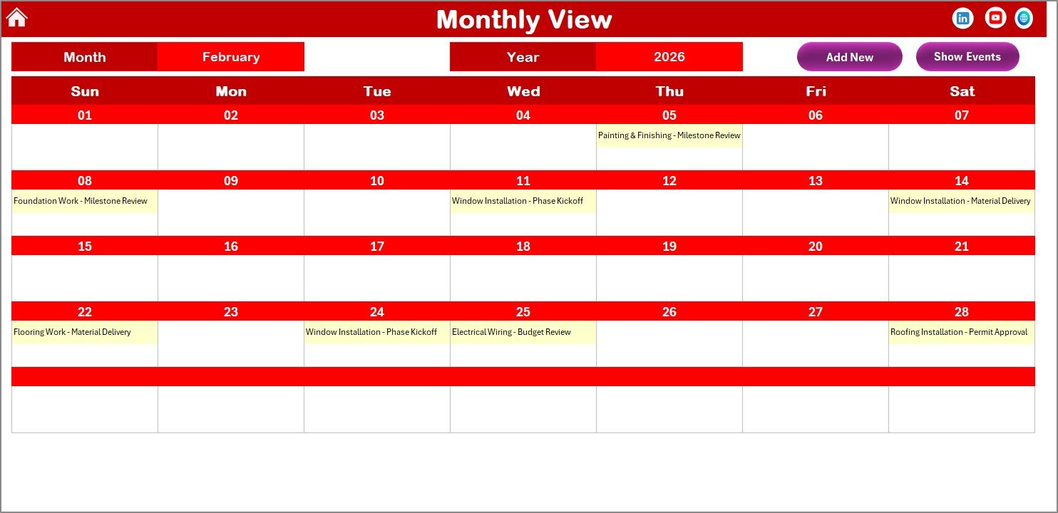 Monthly View Sheet tab