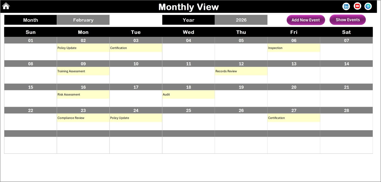 Monthly View