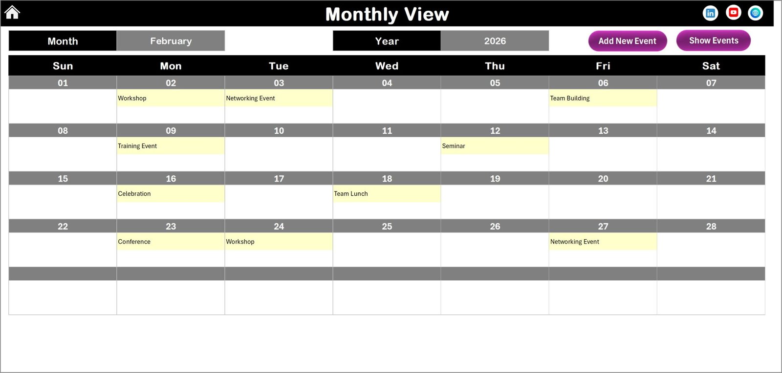 Monthly View Sheet