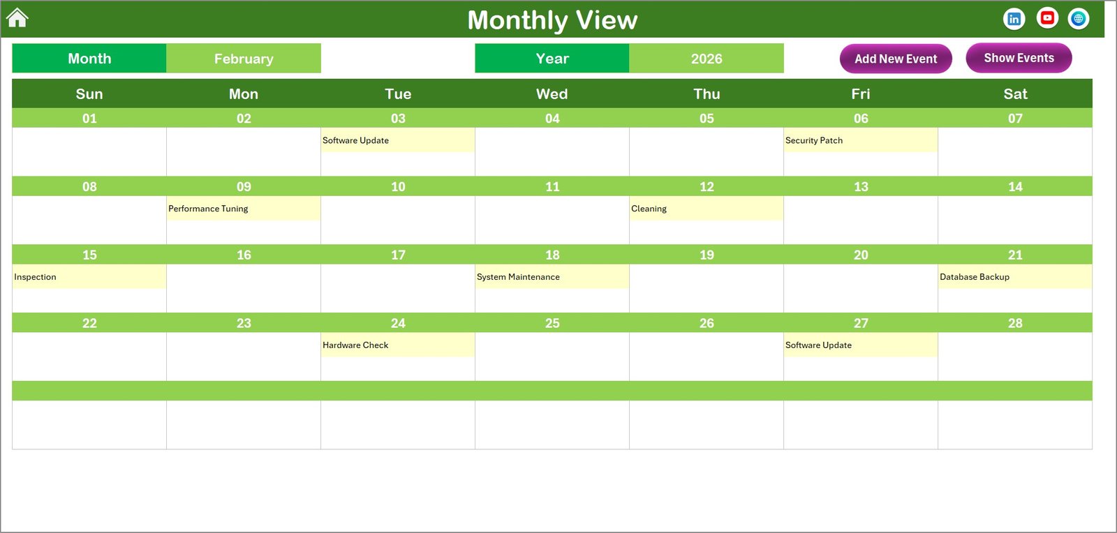 Monthly View Sheet
