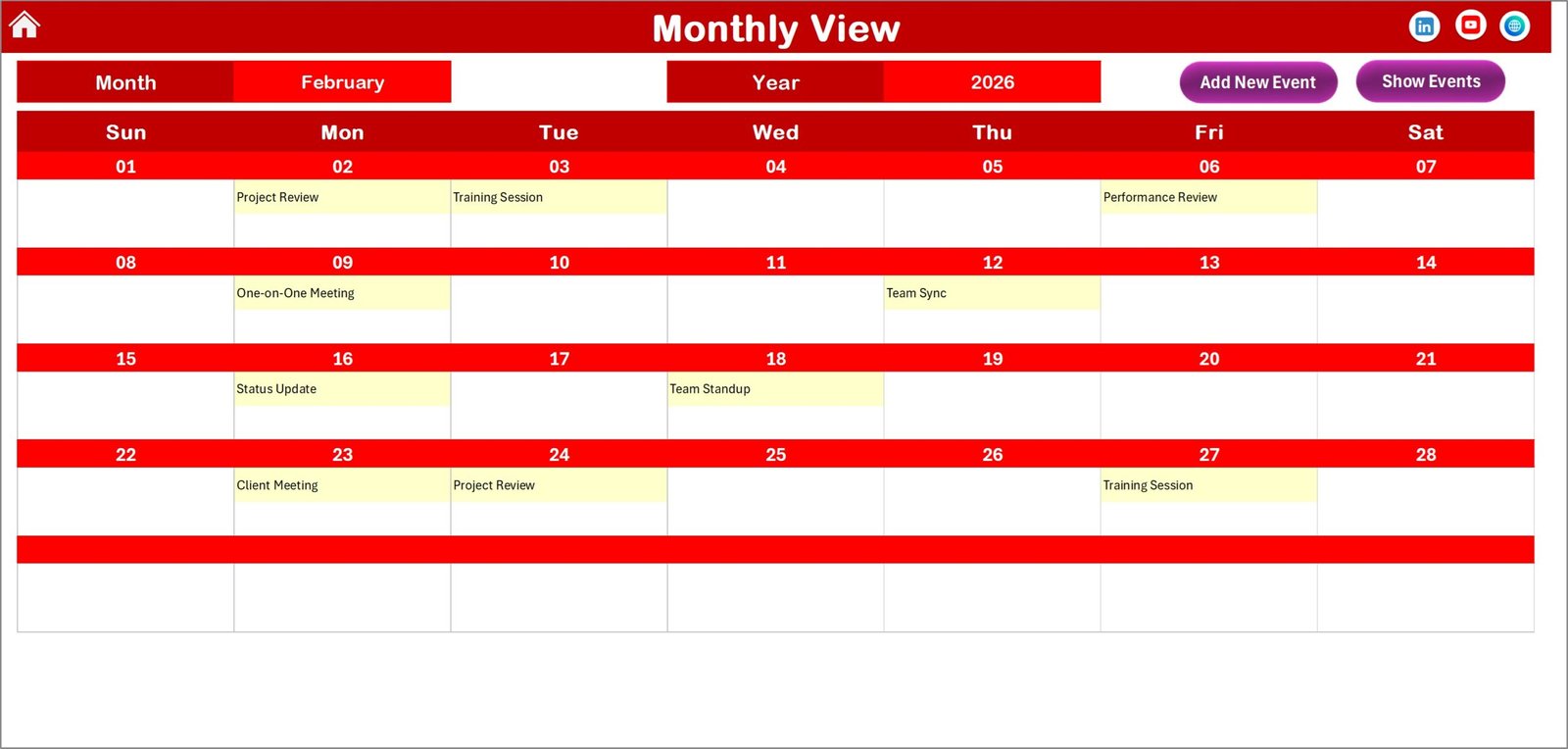 Monthly View Sheet