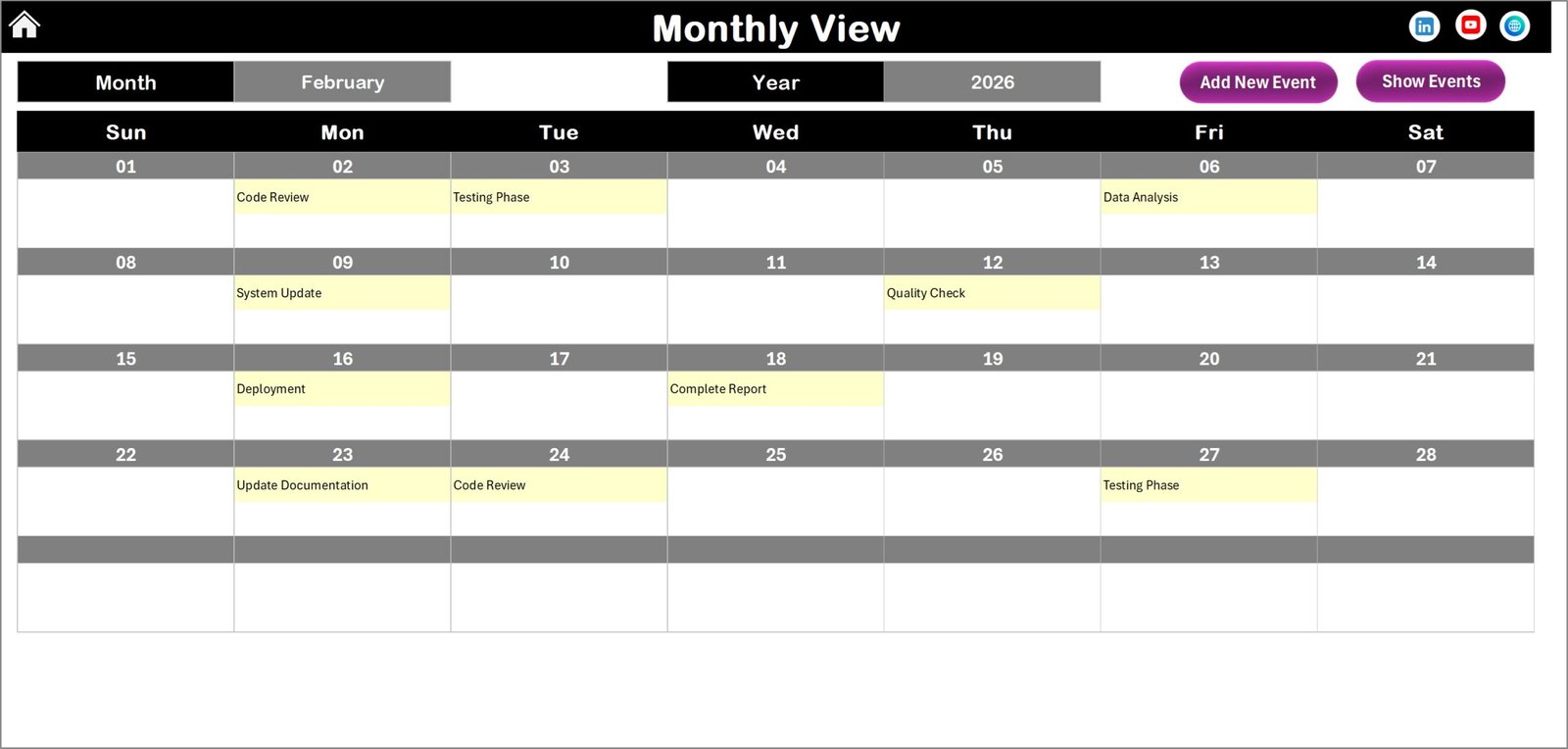  Monthly View Sheet