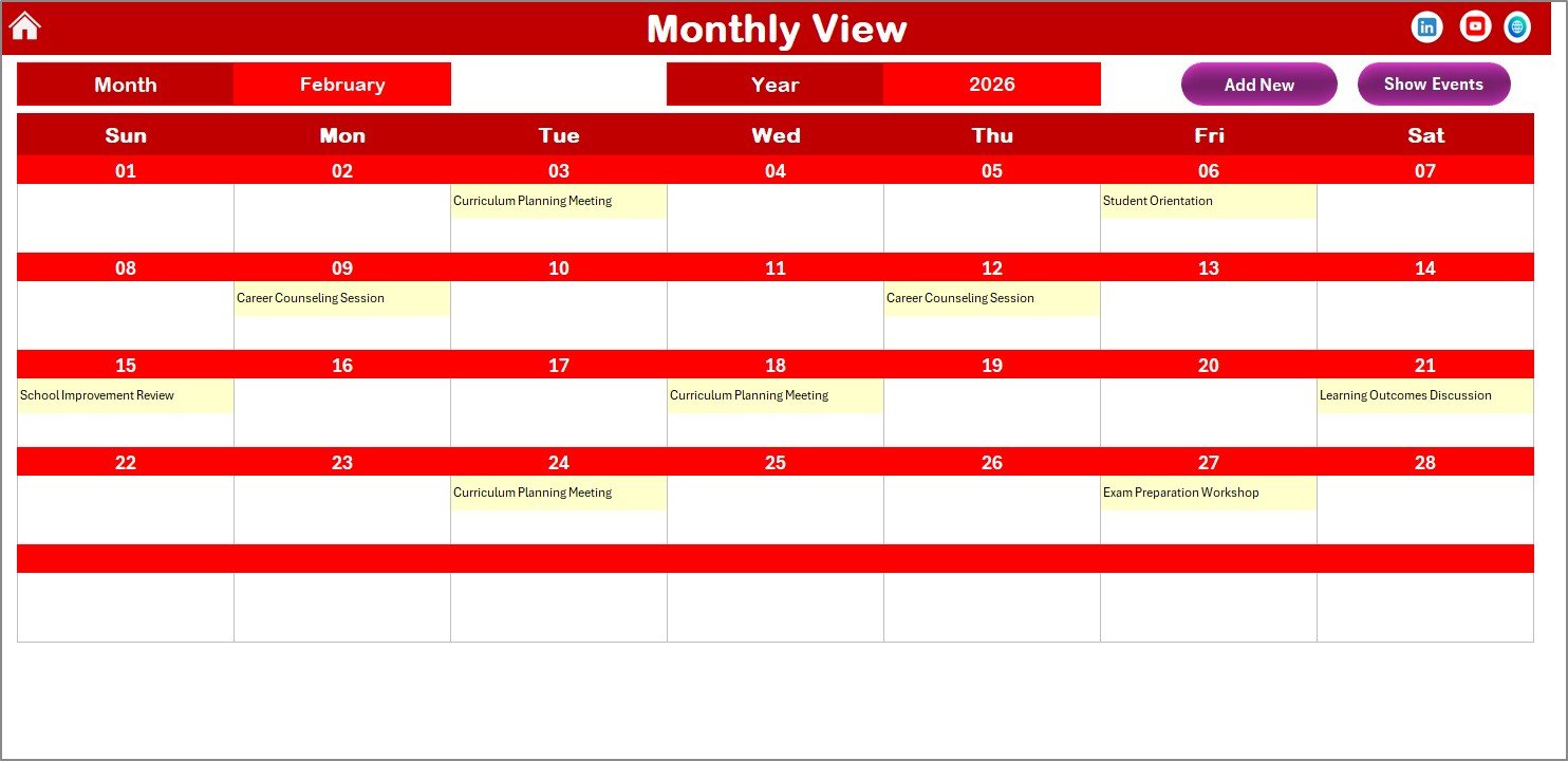Monthly View Sheet