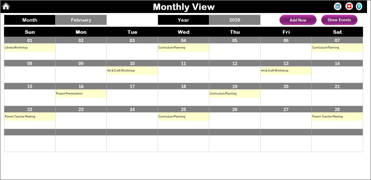 Monthly View Sheet