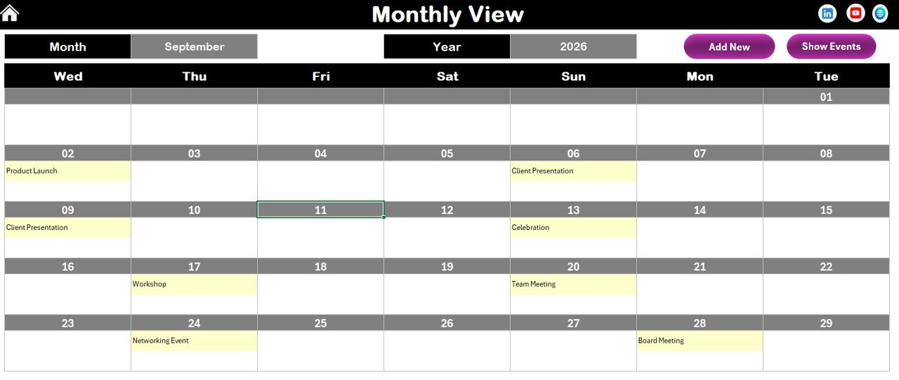 Monthly View Sheet