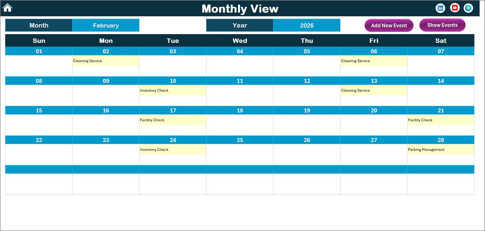 Monthly View Sheet