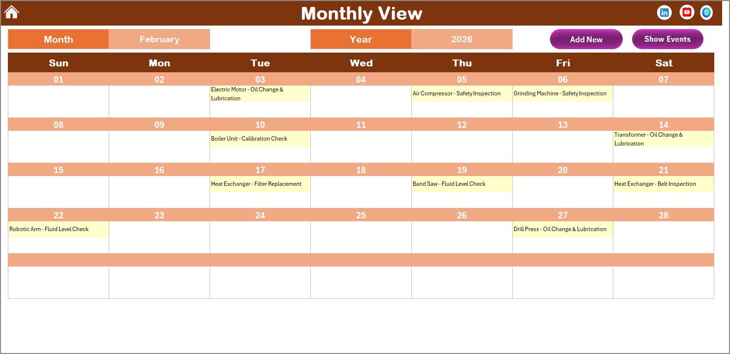 Monthly View Sheet tab