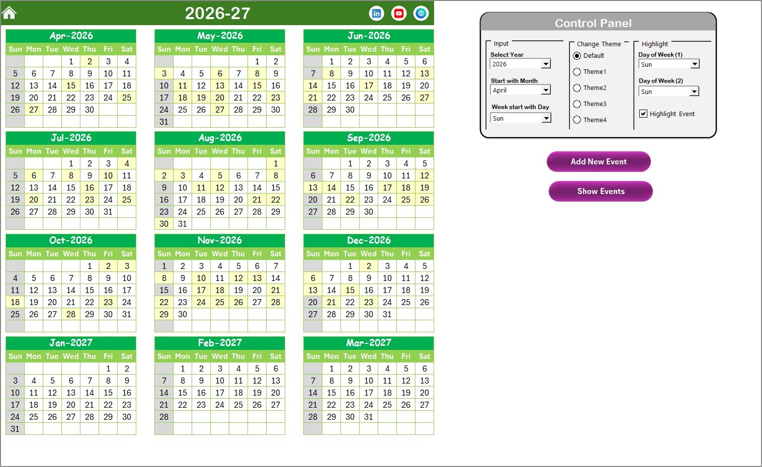 Annual View Sheet tab