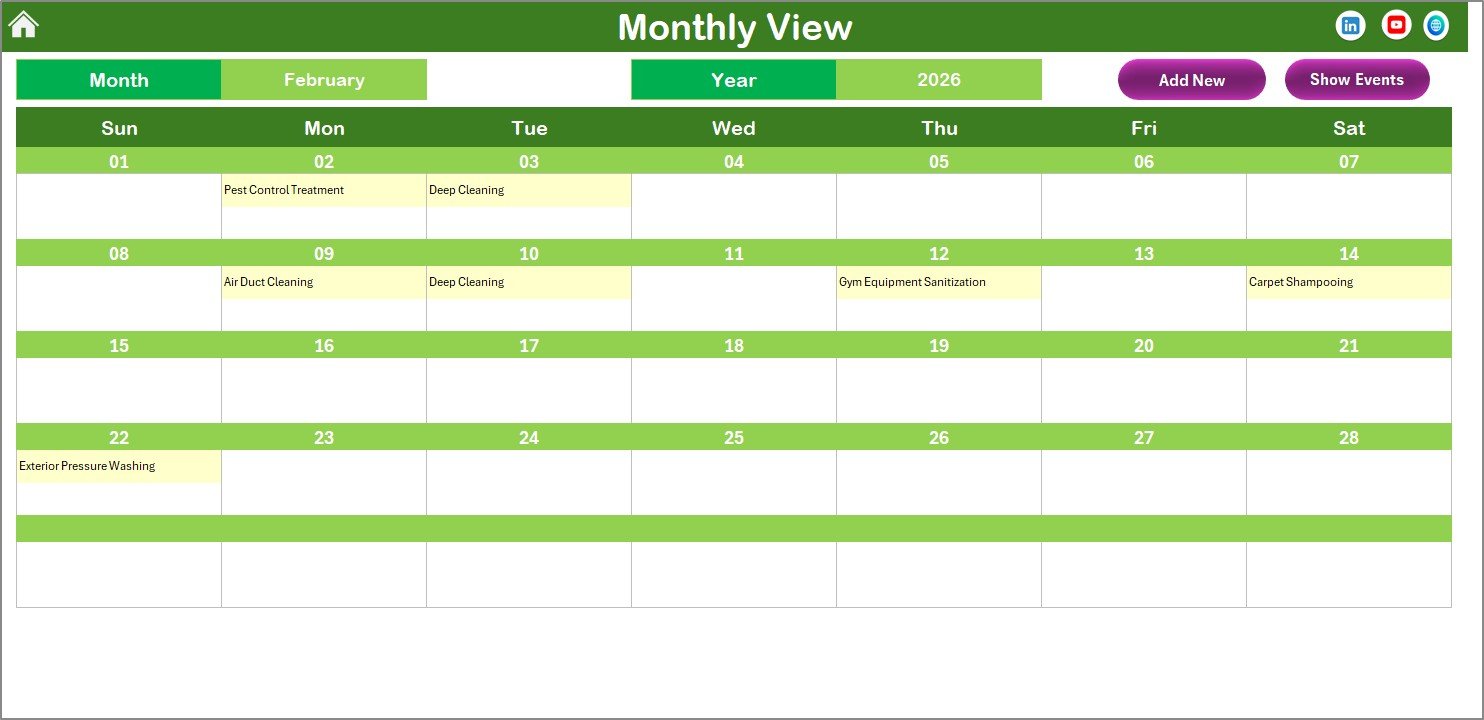 Monthly View Sheet tab