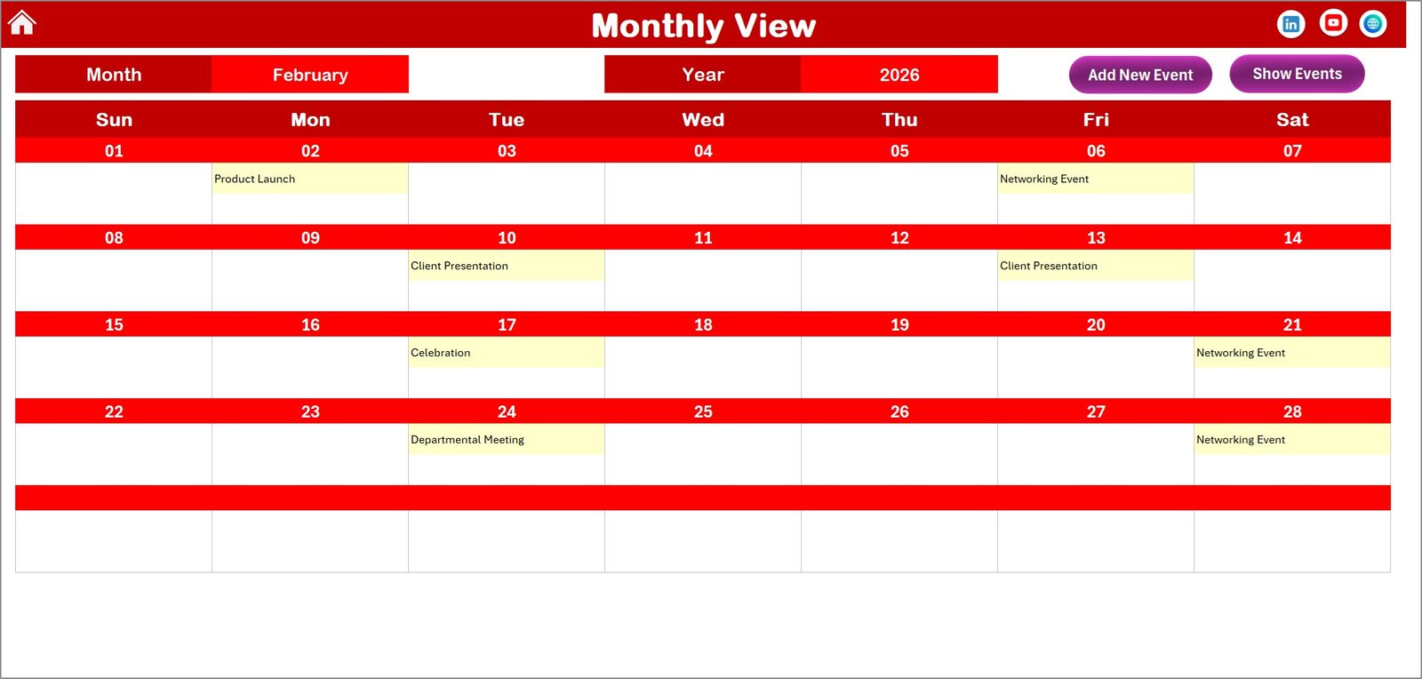 Monthly View Sheet tab