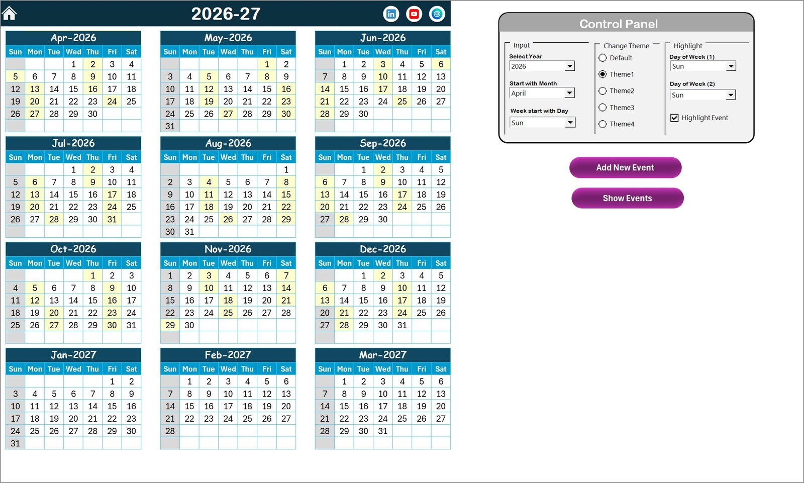 Annual View Sheet tab