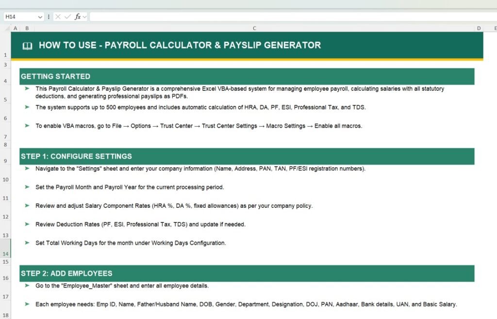 Payroll Calculator and Payslip Generator-6 - PK: An Excel Expert