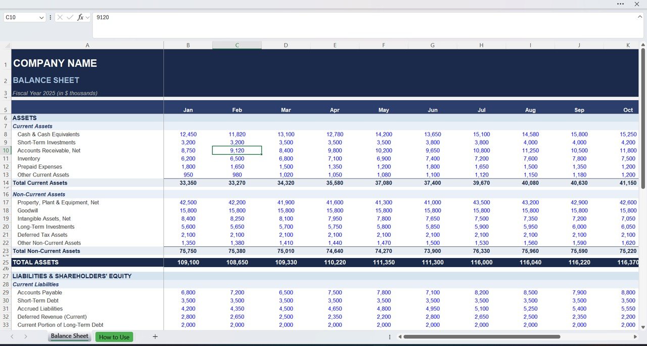 Balance Sheet Template in Excel