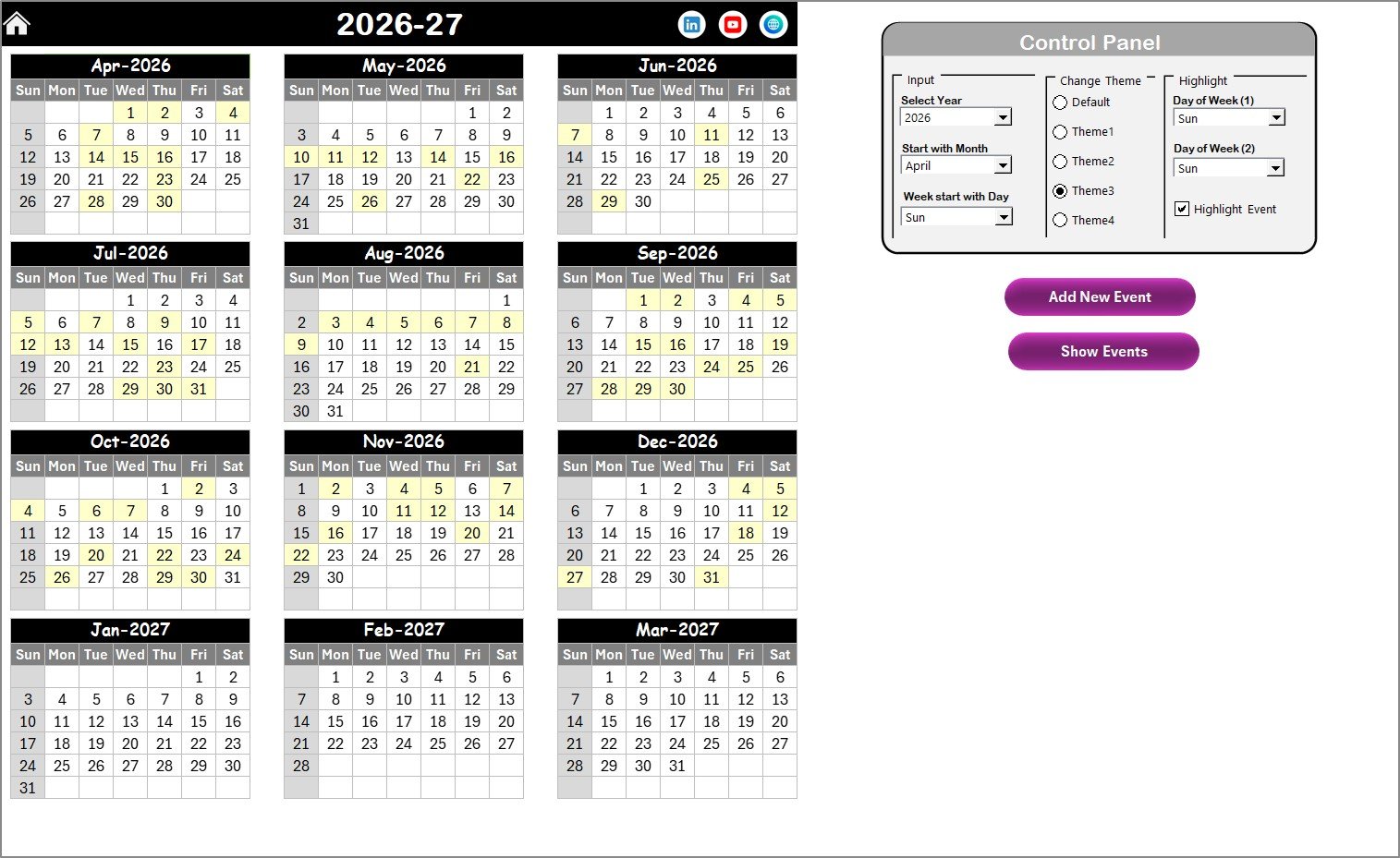 Annual View Sheet tab