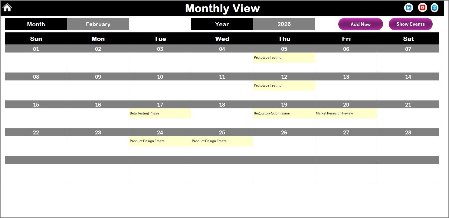 Monthly View Sheet tab