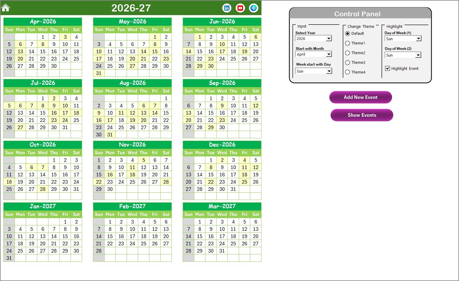Annual View Sheet tab