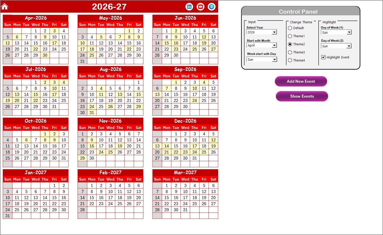 Annual View Sheet tab