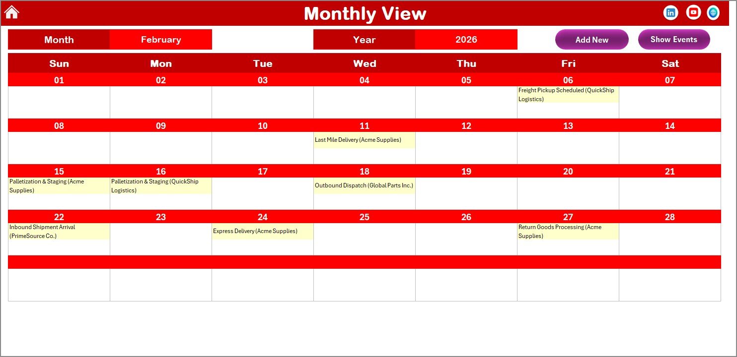Monthly View Sheet tab