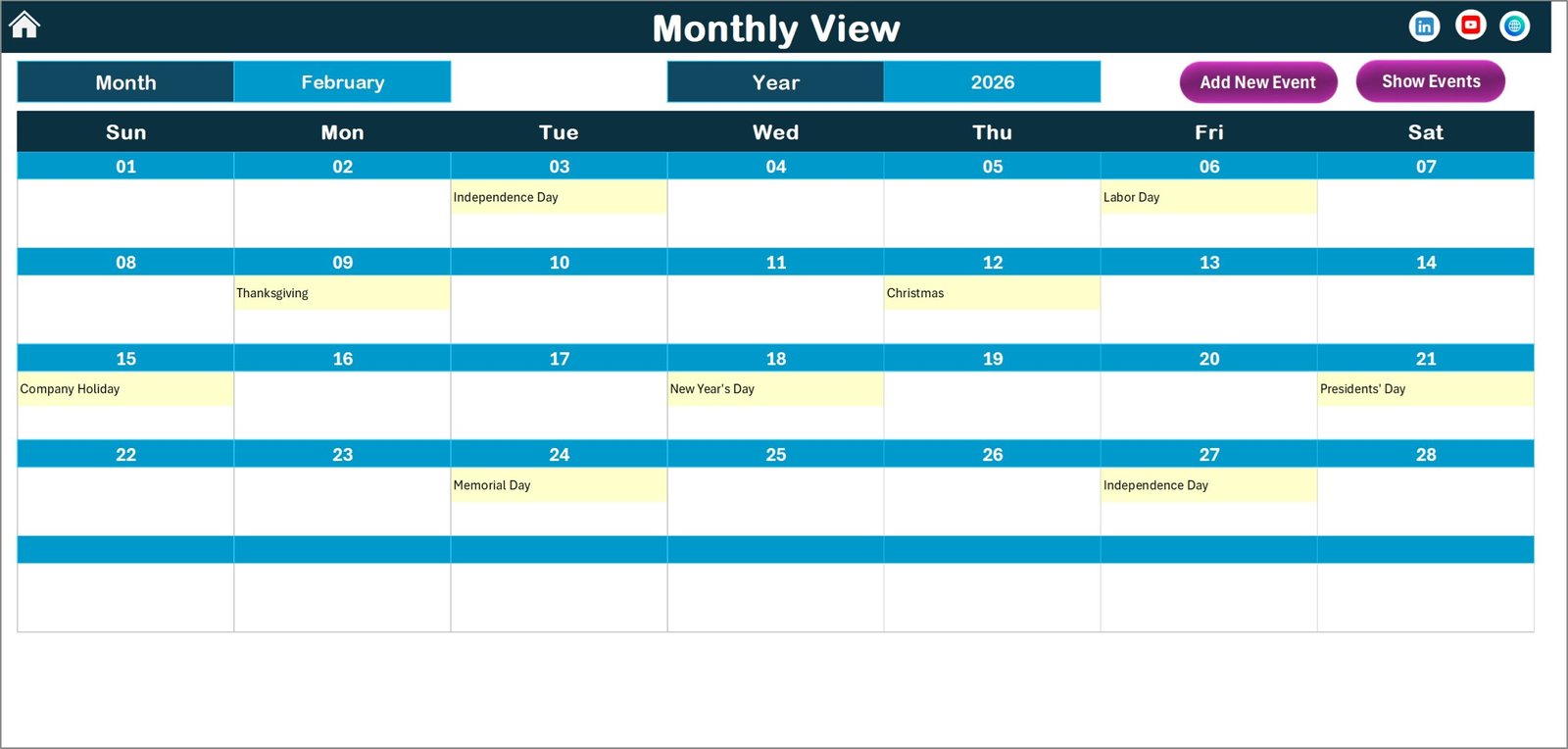 Monthly View Sheet
