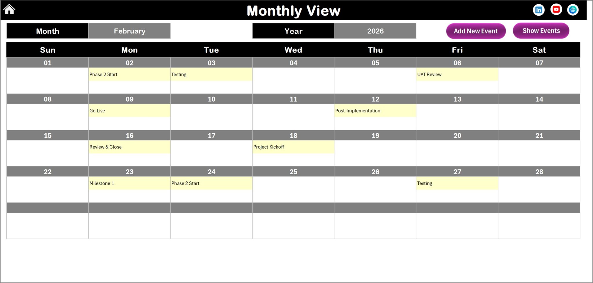 Work Performance Calendar Team Performance Project Calendar In Excel - PK: An Excel Expert