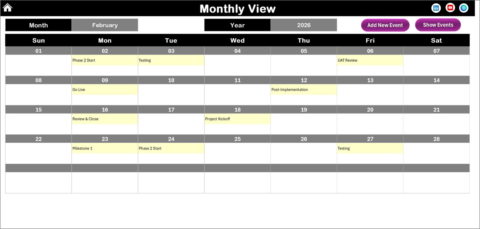 Monthly View Sheet
