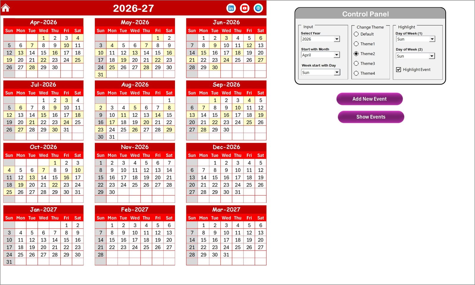 Annual View Sheet Tab