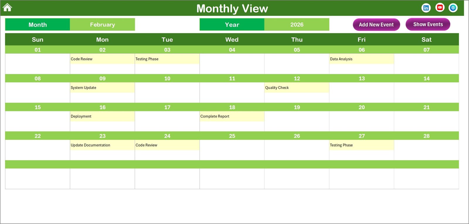 Monthly View Sheet