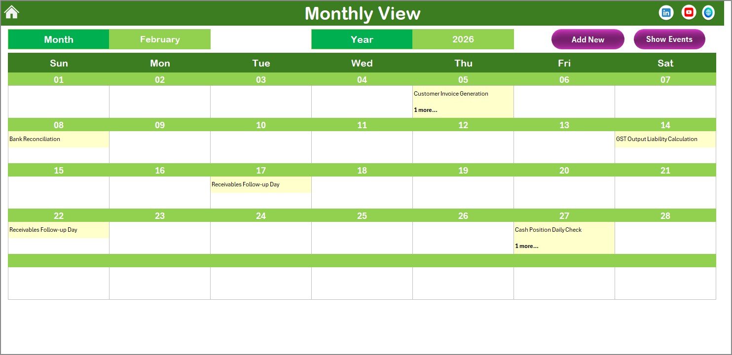 Monthly View Sheet tab