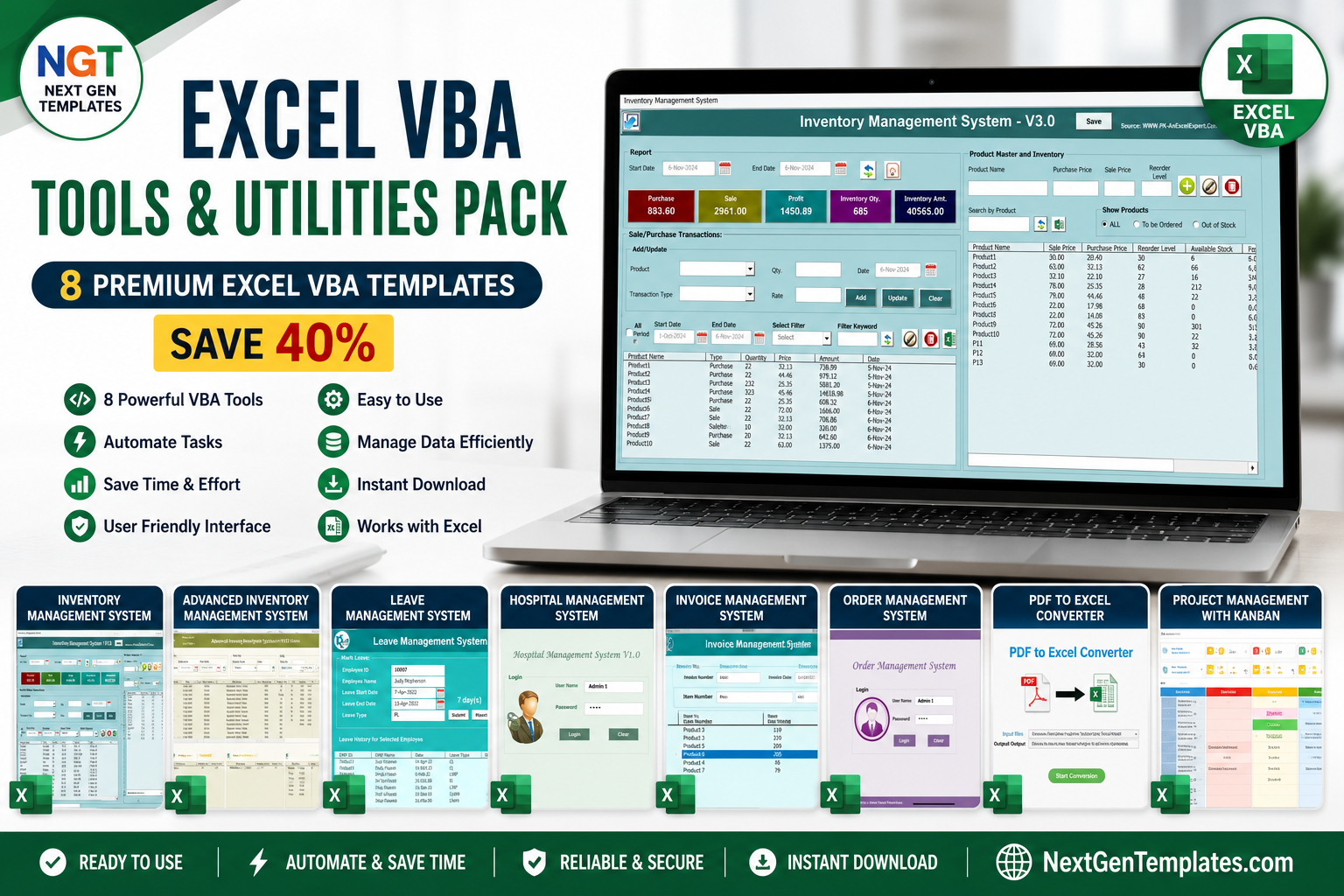 Excel VBA Tools & Utilities Pack – 8 Premium Excel VBA Templates (Save ...